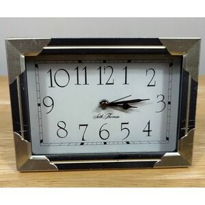 Seth Thomas Alarm Clock Black Silver Vintage 1989 Quartz Desk Timepiece Working